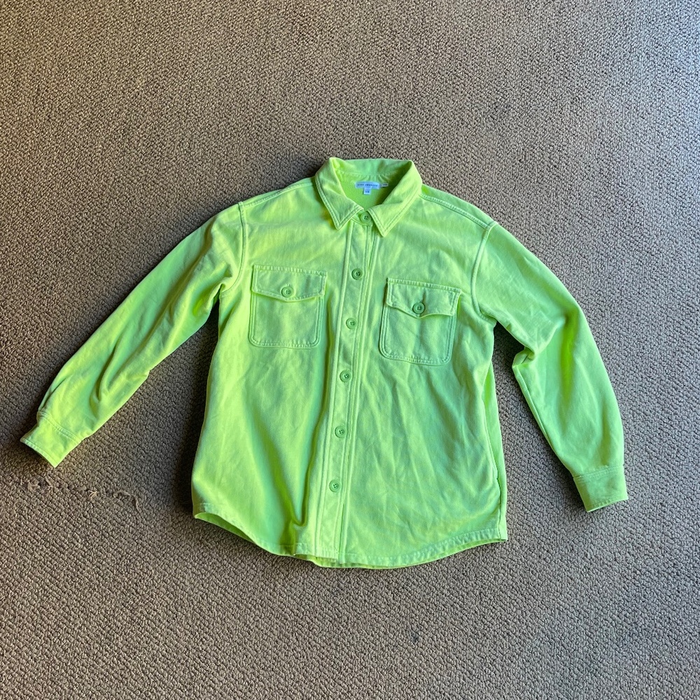 Good American Fleece Shacket Electric Lime size 1/2